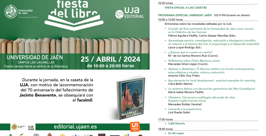 Cartel y programa de la Fiesta del Libro de la UJA 2024.