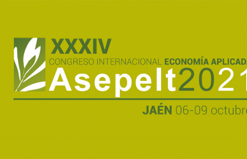 Cartel del XXXIV Congreso Internacional de Economía Aplicada Asepelt 2021.
