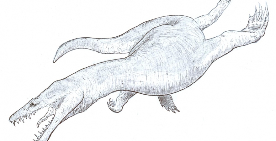 Representación gráfica de Nothosaurio. Autor: Jesús Reolid