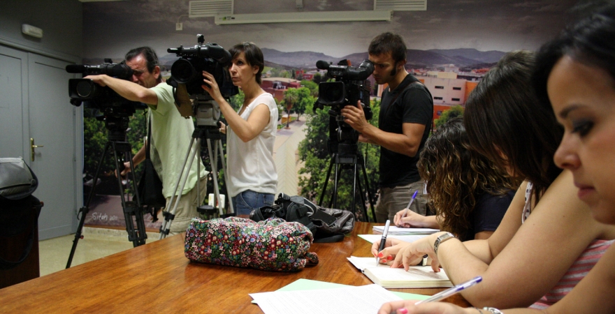 Periodistas, durante la rueda de prensa