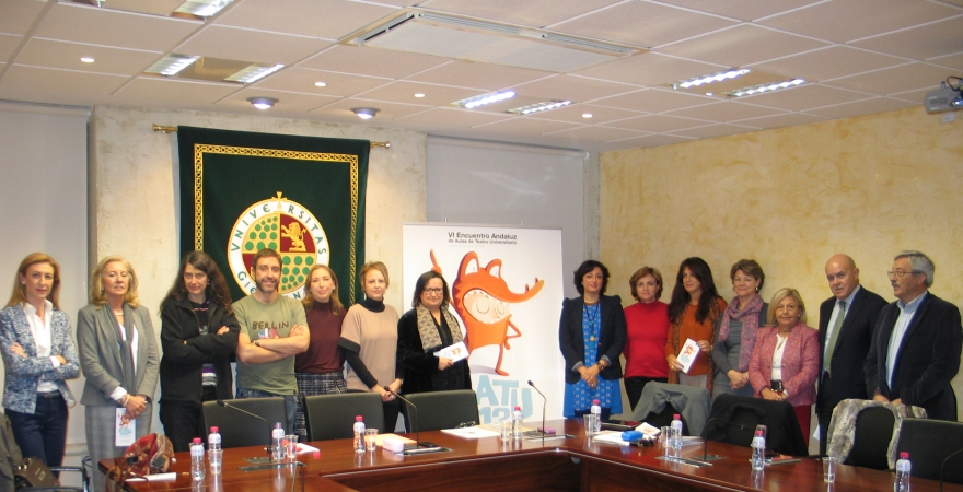 Vicerrectores de las universidades andaluzas, durante la presentación del VI Encuentro Andaluz de Aulas de Teatro Universitario