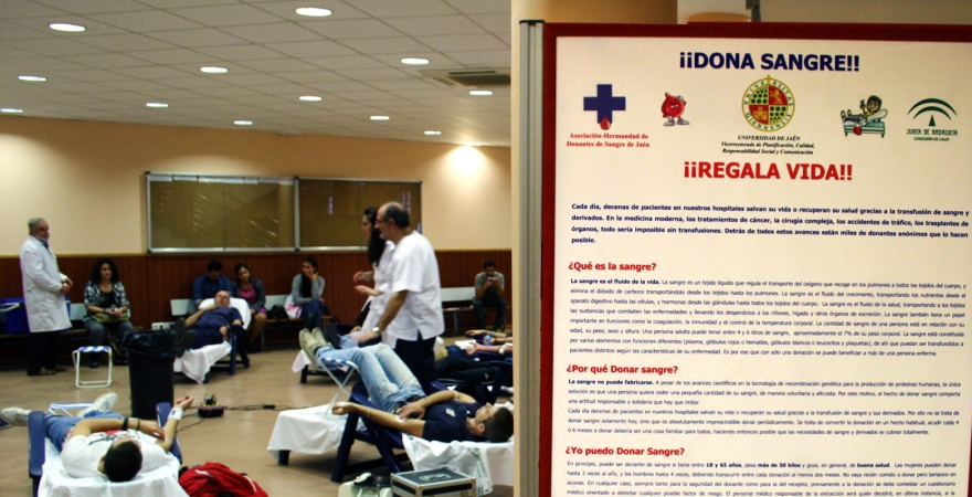 Donaciones de sangre en la Universidad de Jaén.