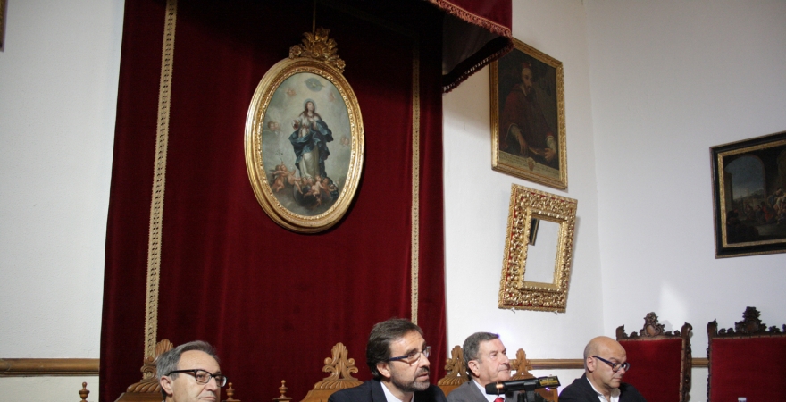 Pedro Galera, Juan Gómez, Arturo Vargas-Machuca y Manuel Fernández, en la inauguración