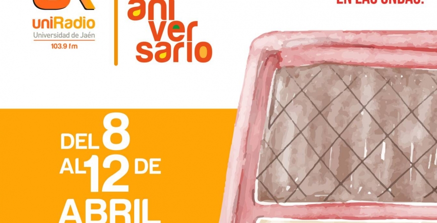 Cartel del 8º aniversario de UniRadio Jaén.