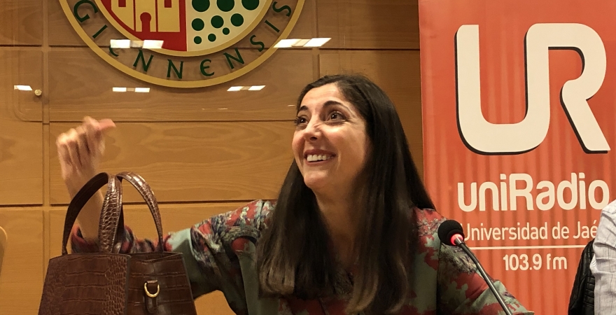 Espido Freire, en la UJA, antes de su intervención.