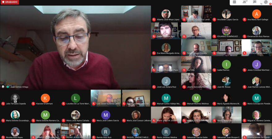 Reunión por videoconferencia del Consejo de Gobierno de la UJA celebrada este lunes.