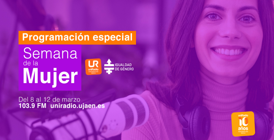 Cartel de la programación especial de UniRadio Jaén con motivo del 8M.