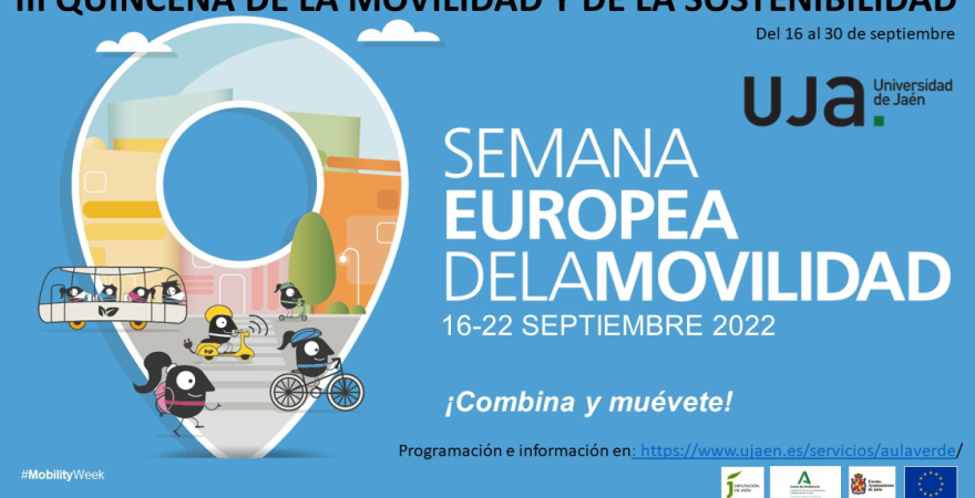 Cartel de la Semana Europea de la Movilidad, enmarcado en la III Quincena de la Movilidad y Sostenibilidad de la UJA.
