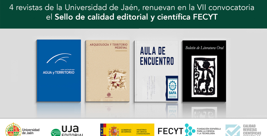 Portada de las cuatro revistas de la UJA que han renovado el Sello de calidad editorial y científica FECYT.