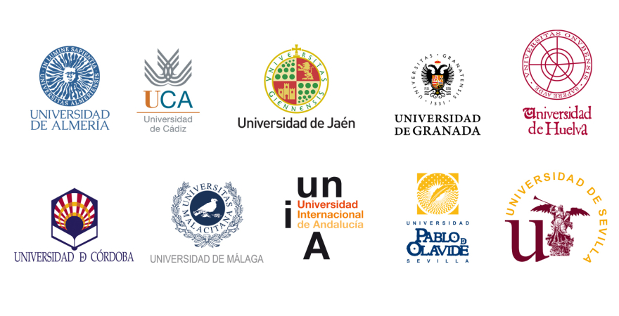 Escudos de las universidades públicas andaluzas.