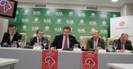 Nicolás Berlanga, Néstor Fernández, Juan Gómez, Manuel Bueso y Julio Terrados, en la rueda de prensa