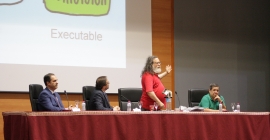 F. J. Gallego, Juan Gómez, Richard Stallman y Rafael Segura.