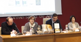 Francisco Javier Sánchez, María Dolores Rincón, Juan Gómez y Carmen Conti, durante la presentación del Libro de Autor. Foto: José Ignacio Fernández Entrambasaguas