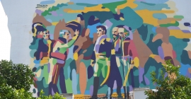Mural 'La Batalla de Bailén', de Ramón Pérez Sendea, en el municipio jiennense.
