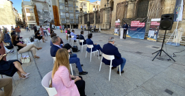 Intervención del Rector de la UJA, durante la presentación del evento en la Plaza de Santa María.