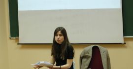 María Elena Higueruelo, durante la impartición del taller.