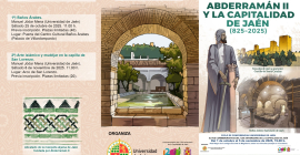 Portada A del tríptico informativo del ciclo de conferencias Comienza el ciclo de conferencias ‘Abderramán II y la capitalidad de Jaén (825-2025)’.