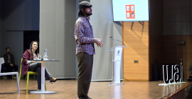 David Uclés y Marta Torres, en el Aula Magna de la Universidad de Jaén