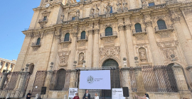 Un momento de la presentación, en la Plaza de Santa María.