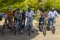 Autoridades y representantes del Ayuntamiento y la UJA, con las bicicletas eléctricas.