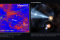 Comparación entre las imágenes astronómicas de IRAS 18293-0941 (izquierda) y la impresión artística (derecha). 