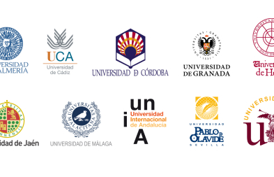Escudos de las diez universidades públicas de Andalucía.