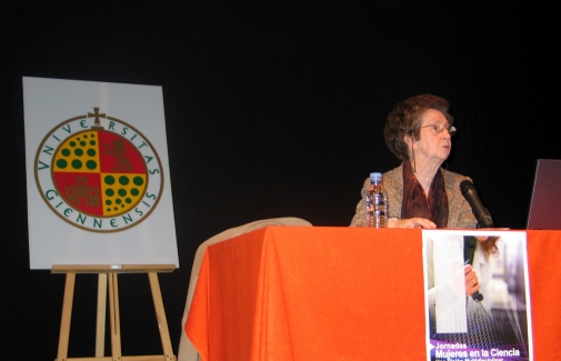 Margarita Salas, en una charla en la Universidad de Jaén