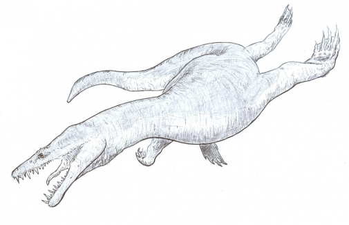 Representación gráfica de Nothosaurio. Autor: Jesús Reolid