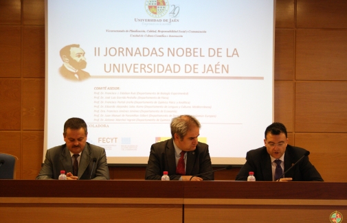De izquierda a derecha: Juan Peragón, Jorge Delgado y Antonio Marcha, hoy en la inauguración