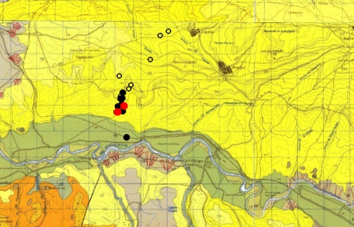 Mapa con la señalización de los terremotos.
