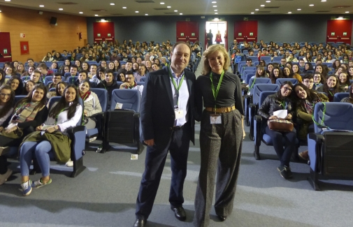 Mª Luisa del Moral y Antonio Damas, antes de su intervención.