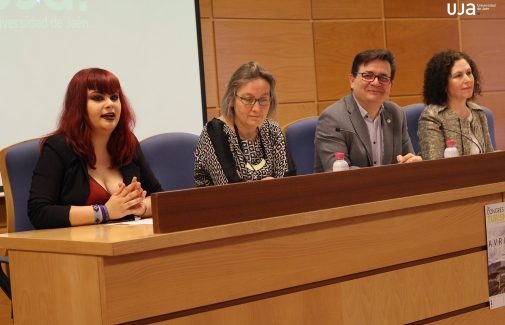 Helena Arjona Morales, Isabel Ramos Vázquez, Juan Manuel Rosas y Manuela Merino García. Foto: Álvaro Santiago. 