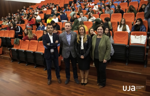 Javier Hernández, Ruperto Bermejo, Eva María Murgado y África Yebra, durante la inauguración de la Semana de la Ciencia