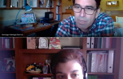 Un momento de la entrevista a Santiago Fabregat Barrios y Carmen Sánchez Morillas.