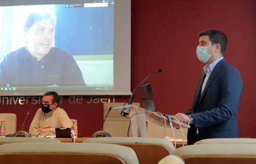 Juan Manuel Jurado, durante la defensa de su tesis.