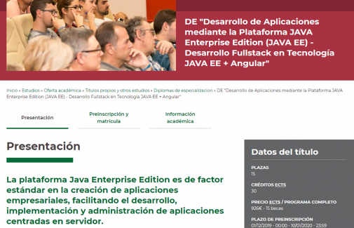 Web del diploma de especialización.