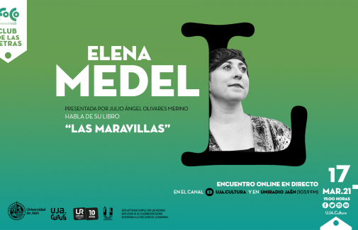 Cartel del Club de las Letras de la UJA, con Elena Medel.