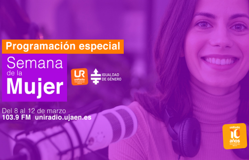 Cartel de la programación especial de UniRadio Jaén con motivo del 8M.