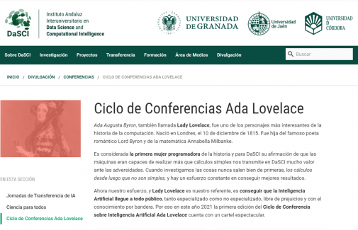 Web del ciclo de conferencias Ada Lovelace.