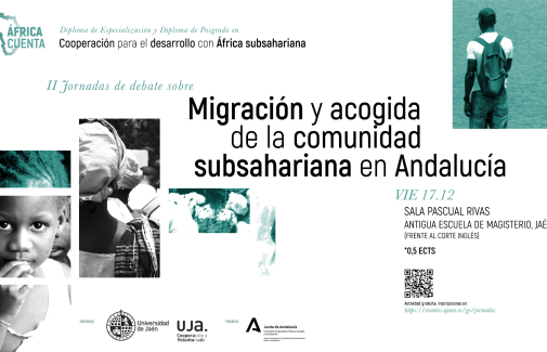 Cartel de las II Jornadas de debate sobre migración y acogida de la comunidad subsahariana en Andalucía.