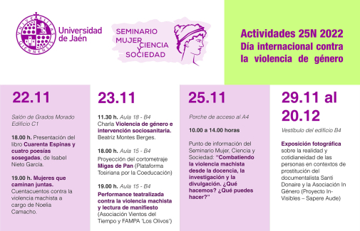 Programa de actividades organizado por el Seminario Mujer, Ciencia y Sociedad de la UJA.