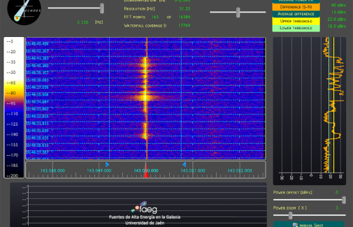 Captura de pantalla del programa y la detección del meteoro.