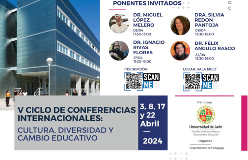 Cartel del V Ciclo de Conferencias Internacionales del Departamento de Pedagogía de la UJA.
