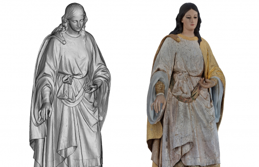 Modelos 3D sin textura y con textura de la imagen.